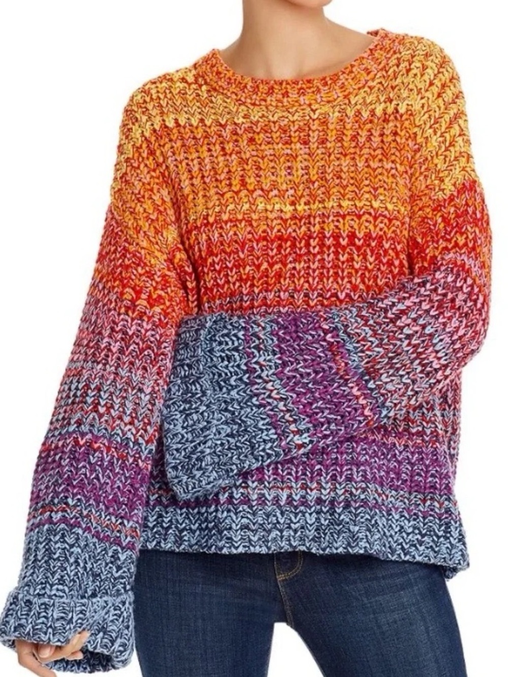 AQUA Rainbow Ombré Marled Cozy Sweater